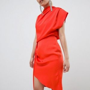 Asos Petite Blood Orange Draped Dress